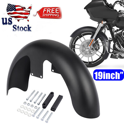 #ad #ad Unpainted Black 19quot; Wrap Front Fender For Harley Touring Glide Custom Baggers US