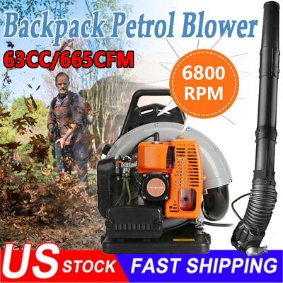 #ad #ad Leaf Blower 63CC 2 Stroke Backpack Gas Powered Leaf Blower 300MPH Wind Speed 3hp