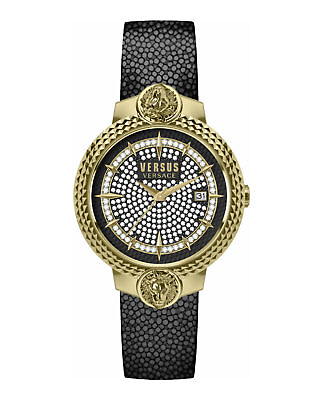 #ad Versus Versace Womens Mouffetard Crystal Gold 38mm Strap Fashion Watch