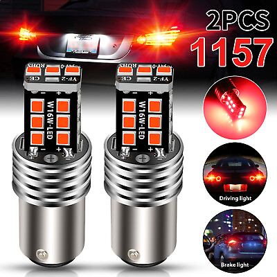 #ad 2X 1157 LED Strobe Flashing Safety Brake Stop Tail Parking Light Bulb Bright Red