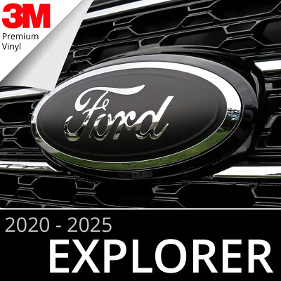 #ad 2020 2025 Ford Explorer Emblem Overlay Insert Decals MATTE BLACK Set of 2