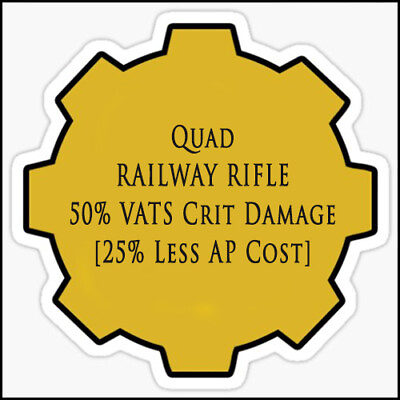#ad Quad RAILWAY RIFLE 50% VATS Crit Dmg 25% Less AP Cost Digital Game Item