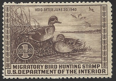 #ad #ad US Scott #RW6 Mint Hinged Thin 1939 Federal Duck Stamp Pintail Drake