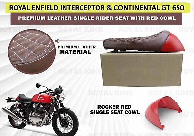 #ad Royal Enfield Interceptor amp; Gt 650 quot;Premium Leather Single Rider Seat With Cowlquot;