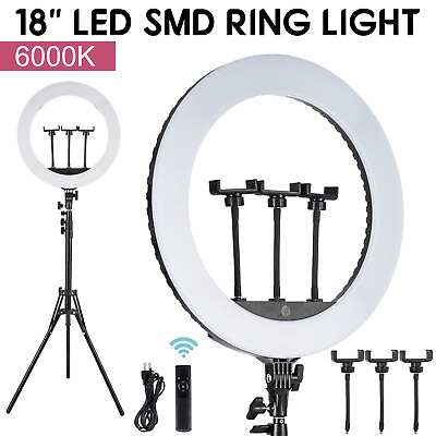 18quot; LED SMD Ring Light Kit W Stand Dimmable 6000K Makeup Phone Camera Youtube