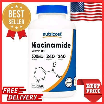 #ad Nicotinamide 500mg Anti aging NAD Supplement Energy Production 240 Capsules.