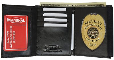 #ad Marshal Tri Fold Police Wallet with Oval Badge Holder