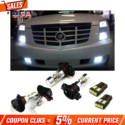 #ad #ad 6x White LED For 07 14 Cadillac Escalade Fog Driving DRL Light Bulbs Combo kit