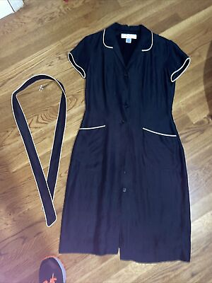 #ad David New York Black Button Dress With Strap And Pockets Size 6