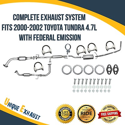 #ad Complete Exhaust System Fits 2000 2002 Toyota Tundra 4.7L with Federal Emission