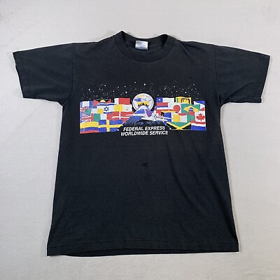#ad Vintage Federal Express Worldwide Service Shirt Adult L Fits As Medium Black U39