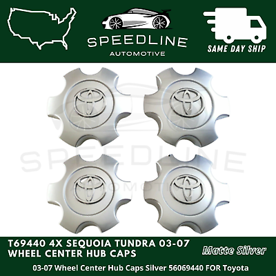 #ad T69440 4X Sequoia Tundra 03 07 Wheel Center Hub Caps Silver 56069440 FOR Toyota