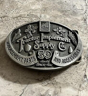 #ad Vintage 1996 Tractor Implement Supply Belt Buckle # 5163 59 Years