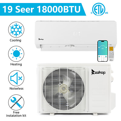 #ad 18000BTU Air Conditioner Mini Split AC Ductless HEAT PUMP WIFI 19SEER 1250 sq.ft