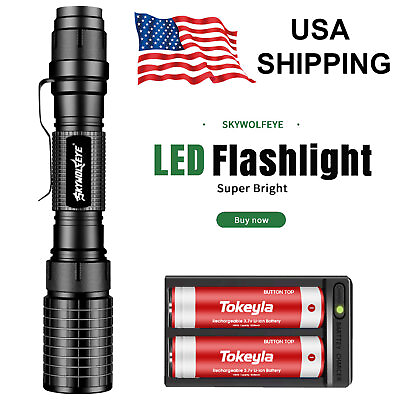 #ad #ad 990000LM Rechargeable LED Flashlight Tactical High Lumens Zoom Police LED Torch