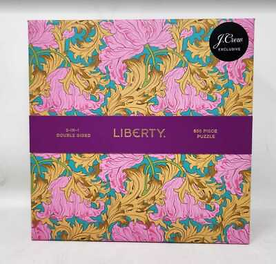 #ad New J Crew x Liberty 500 piece 2 in 1 double sided puzzle teal bright pink