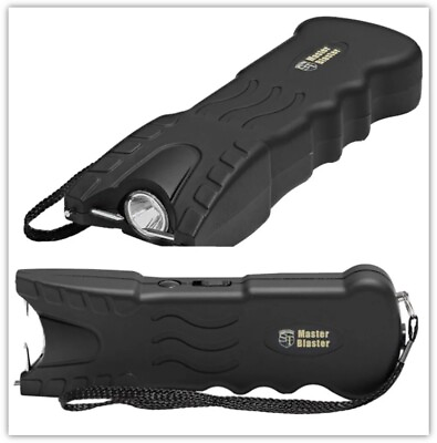 #ad Stun MASTER BLASTER POLICE Defense Black Stun Gun Rechargeable LED FLASHLIGHT