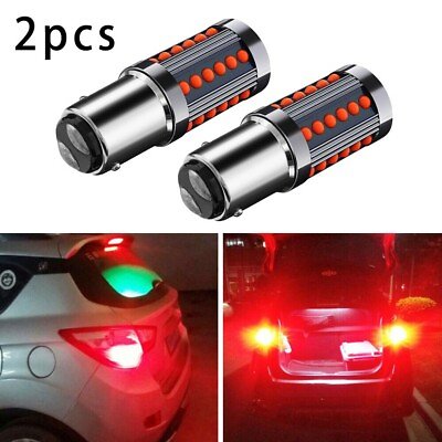 #ad 2pcs Red 1157 BAY15D COB LED BulbsSuper Bright Car Stop Brake Light Tail Lamp
