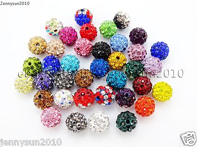 #ad 20Pcs Quality Czech Crystal Rhinestones Pave Clay Round Disco Ball Spacer Beads