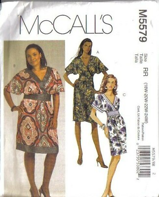 #ad OOP McCalls Sewing Pattern 5579 Misses Plus Size Dress Size 18W to 24W