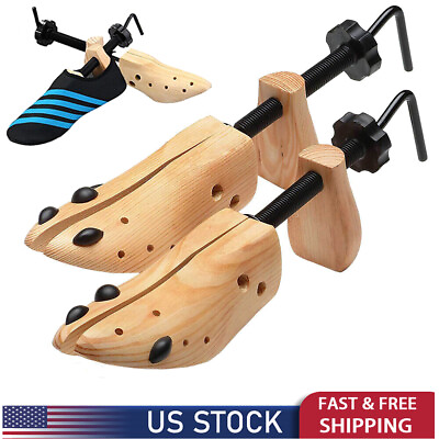 #ad 2024 One Pair 2 way Wooden Adjustable Shoe Stretcher for Men Women Size 9 13