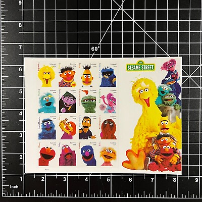 #ad 2019 USPS SHEET OF 16 FIRST CLASS FOREVER STAMPS SESAME STREET quot;50 YEARSquot; 68¢