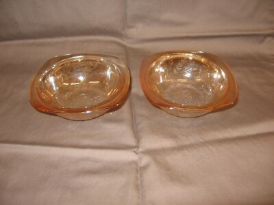 Lot of 2 Federal Light Amber Fruit Bowls 4quot; Diameter VGC