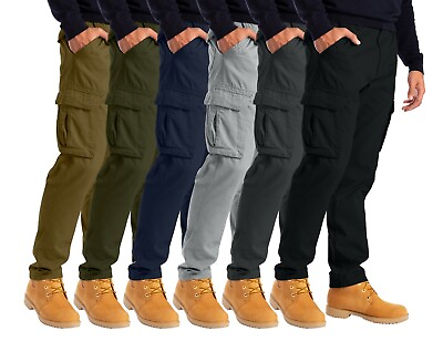#ad Alamo Men#x27;s Straight fit Cargo Combat Trousers 6 pocket Workwear full Pants
