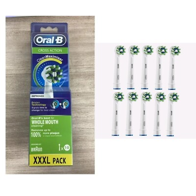 #ad Oral B Cross Action Replacement Electric Brush Heads with XXXL Pack 10 Count USA