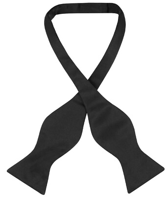 #ad Vesuvio Napoli SELF TIE Bow Tie Solid BLACK Color Mens BowTie