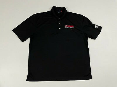 #ad New Yamaha Viking Graphic Black Embroidered Collared Jersey Polo Shirt Size XL