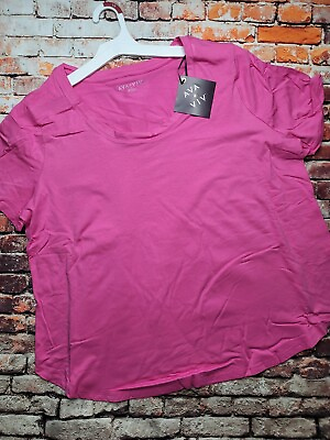 #ad AVA amp; VIV Women#x27;s Plus Hot Pink Short Sleeve Basic T Shirt Top NWT 1X 2X