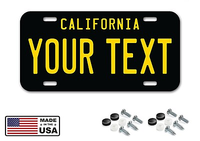 #ad #ad Custom Classic California State Black Yellow FLAT Aluminum Novelty License Plate