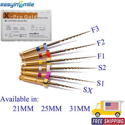 #ad Easyinsmile 6Pcs Dental Endodontic Rotary Files X Pro Gold Taper Niti File SX F3