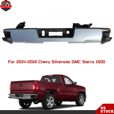 #ad For 2014 2018 Chevy Silverado GMC Sierra 1500 Rear Bumper Assembly Chrome Steel
