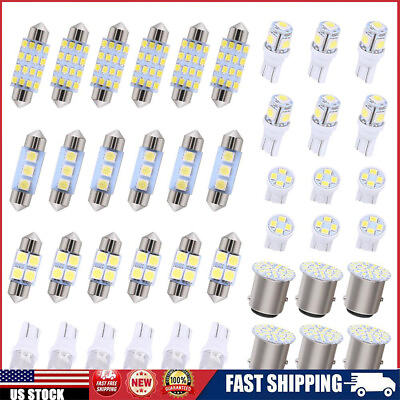 #ad 42PCS Car Interior Combo LED Map Dome Door Trunk License Plate Light Bulbs White