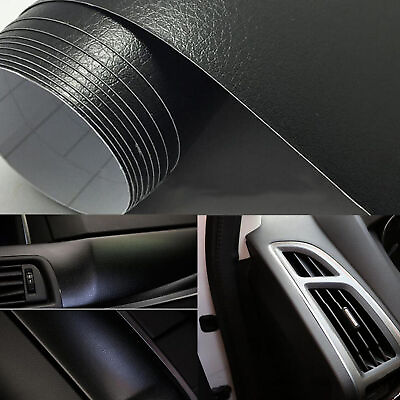 #ad 12”x60” PU Leather Texture Vinyl Wrap Sticker Car Inner Decal Film Black US