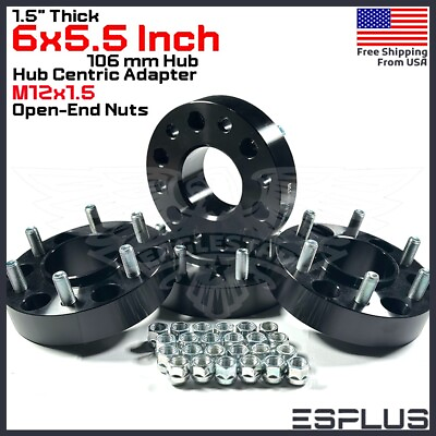 #ad 4x 1.5quot; 6x5.5quot; 106mm Hub Centric Adapter Spacer Fit 4Runner FJ Cruiser Tacoma
