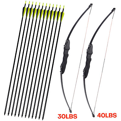 #ad 51quot; Takedown Recurve Bow Right Hand 30 40 lbs Hunting amp; 12pcs 31quot; Archery Arrows