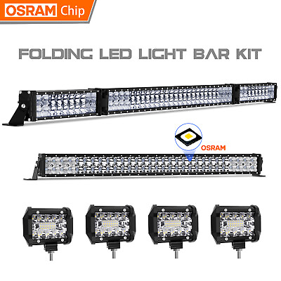 #ad 52 in 32 in LED Light Bar 4PCS 4quot; Pods For Truck Jeep SUV Flood Spot Combo