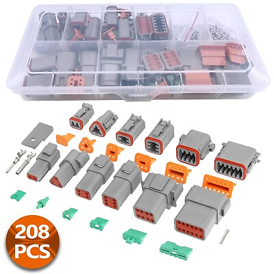 #ad 208pcs Genuine DEUTSCH DT Connector Plug Kit 14 20 AWG Stamped Contacts Kit