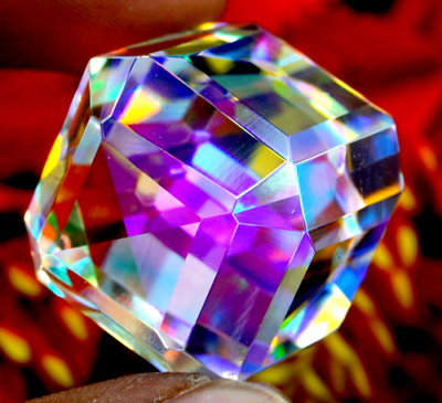 #ad 151 Ct Natural Mystic Topaz Rainbow Color Cube Cut Certified Gemstone
