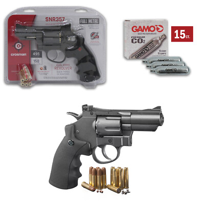 #ad Crosman Full Metal Pistol Co2 Powered Dual Ammo Snub Nose Air Revolver SNR357