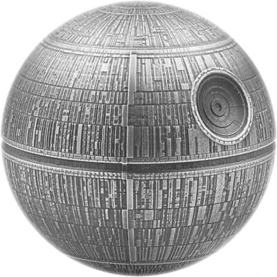 #ad 2024 Niue Star Wars Death Star Spherical 300 Gram Silver Antiqued 3D Coin
