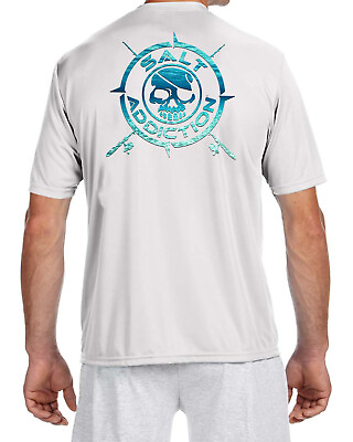 #ad Salt Addiction Short Sleeve MicroFiber Fishing Pirate Shirt uv protection 30