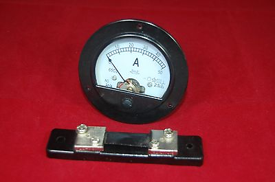 #ad DC 0 50A Round Analog Ammeter Panel AMP Current Meter Dia. 90mm with shunt