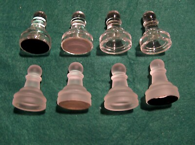 #ad Clear Frosted Glass Chess Pieces 8 Pawns 1.5quot; 4clear 4frosted pawn 3quot; King Set