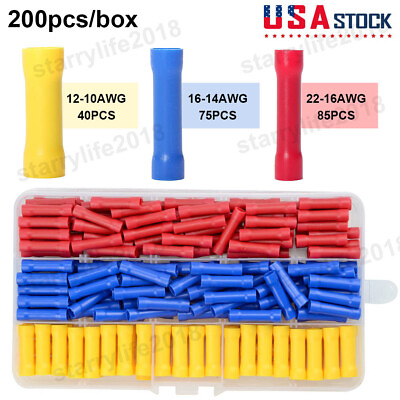 #ad #ad 200PCS Insulated Straight Electrical Wire Connectors Butt Splice Crimp Terminals