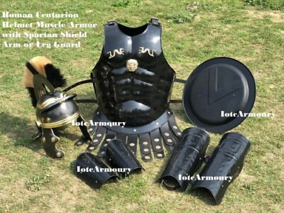 #ad #ad Roman Centurion Helmet Muscle Armor with Spartan Shield Arm or Leg Guard Greek M