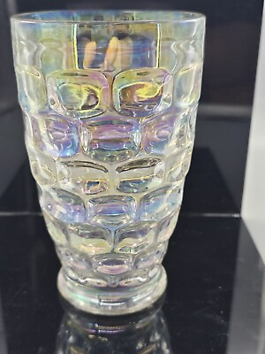 #ad #ad Federal Glass Iridescent 5.5” Drinking Glass Tumbler Thumbprint